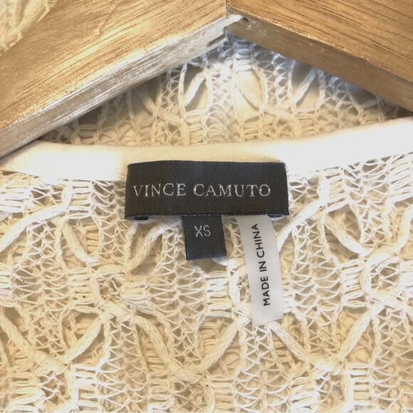 Vince Camuto Lace Top Women’s Size XS White Sheer Tank Lined Boho Crochet Boho - Picture 3 of 9